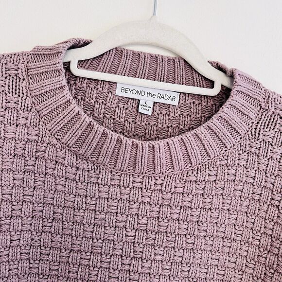 Beyond the Radar Purple Tight Knit Fringed Cozy Fall / Winter Sweater ~ Large - Picture 2 of 9